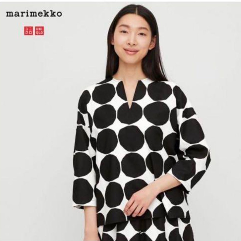 Marimekko Uniqlo Linen Polka Dot Top Size Medium